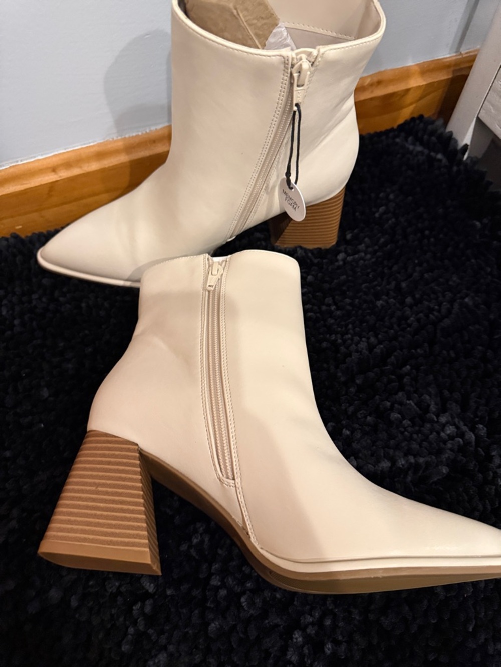 Sonoma Cream Pointed Toe Block Heel Ankle Boots